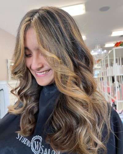 brunette with blonde highlights castro valley hair salon